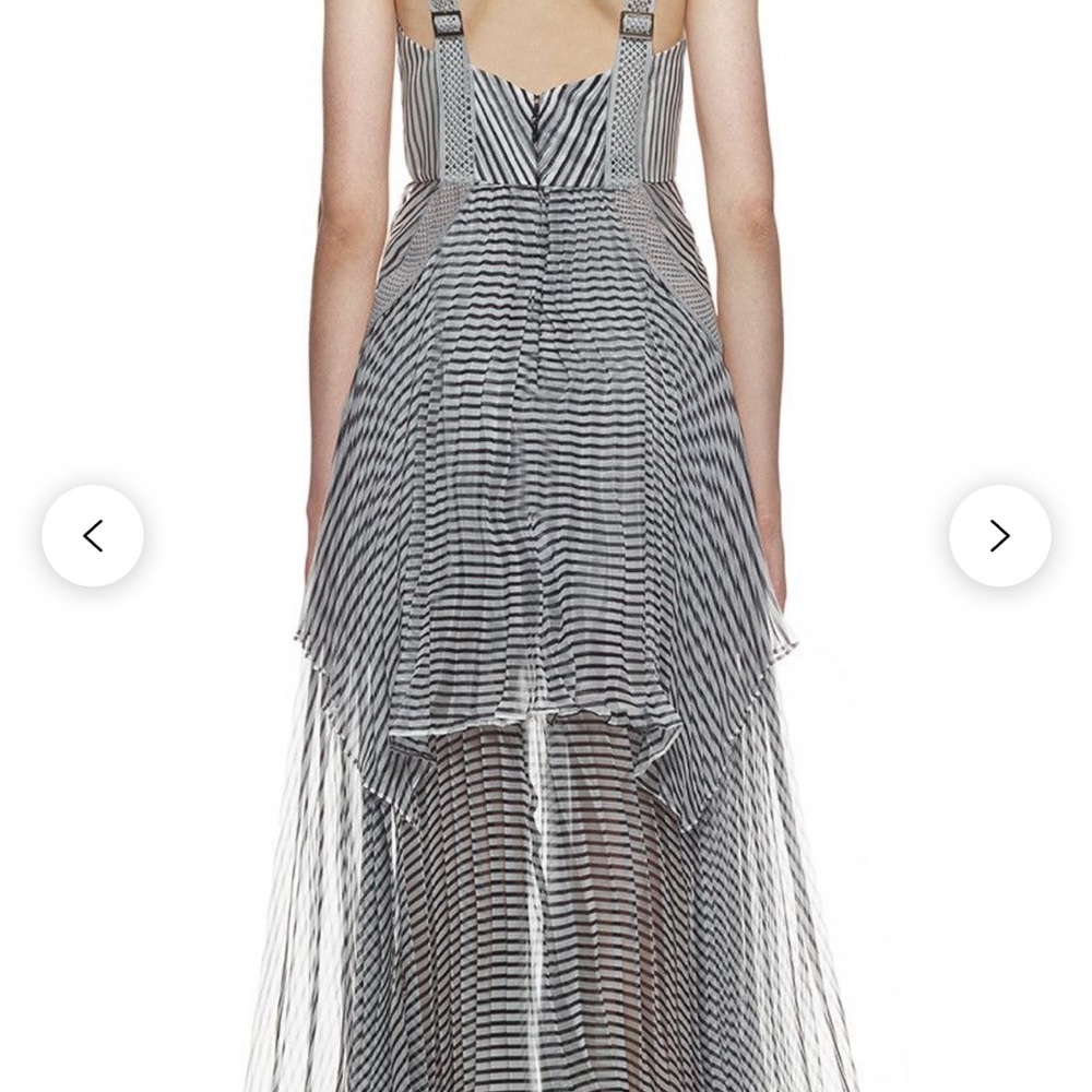 Self-Portrait Black and White Striped High-Low Dress - Picture 7 of 8